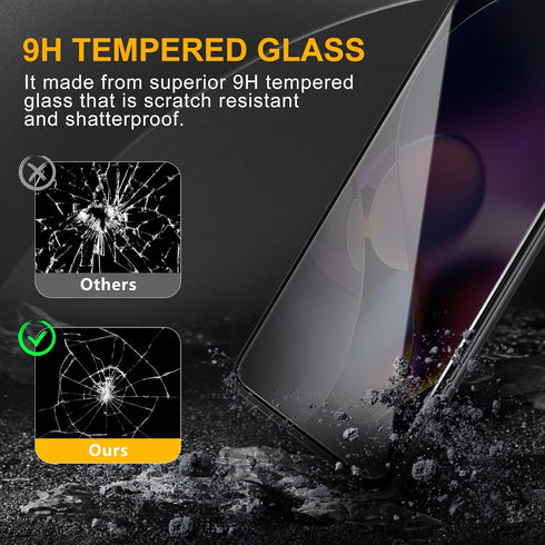 3 Pack Privacy Screen Protector for Motorola Moto G Stylus 5G 2024, Anti Spy Tempered Glass 9H Hardness, Black, Bubble