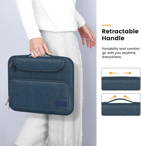MoKo 9-11 Inch Tablet Sleeve Bag, Waterproof Polyester Bag with Double Pockets, Fits iPad Air 5/4, Indigo