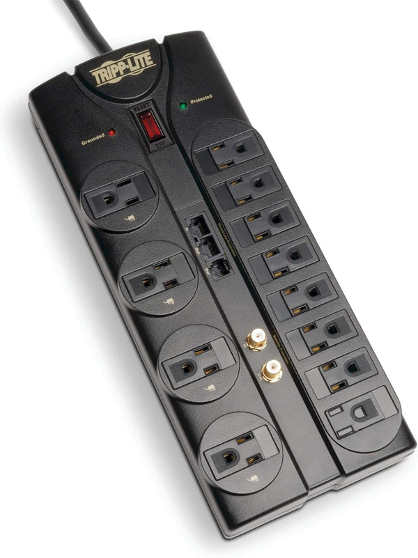Tripp Lite 12 Outlet Surge Protector Power Strip, 8ft Cord, Black, RJ11, RJ45, & $250,000 Insurance