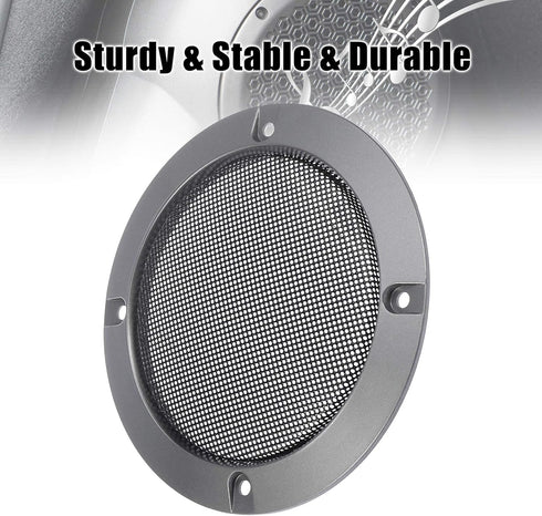 X AUTOHAUX 2pcs 3" Titanium Tone Audio Speaker Cover - Glossy Mesh Subwoofer Grill Horn Protector