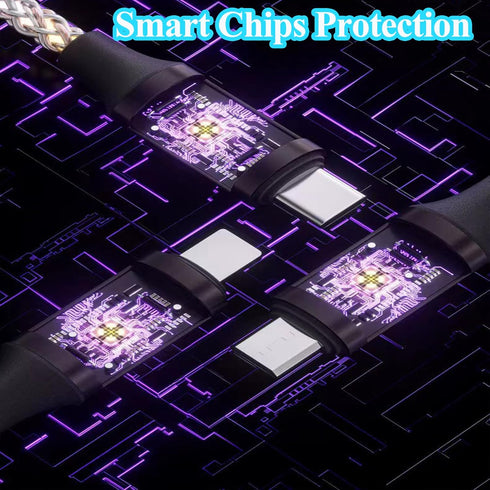 66W 3 in 1 LED Light Up Charging Cable, RGB Flowing Fast Charging Cord for iPhone, Samsung Galaxy, Huawei (4FT)