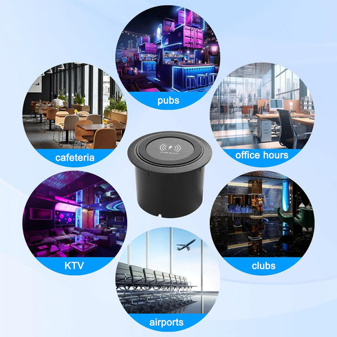 XMSJSIY Desktop Embedded Wireless Charger, 3-in-1 Multifunctional Pop-Up 10W Fast Charging USB Charger for Smartphone
