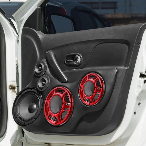 X AUTOHAUX 2pcs 6 Inch Car Metal Audio Speaker Grill Cover Mesh Woofer Horn Guard Decorative Circle Grille Protector Red