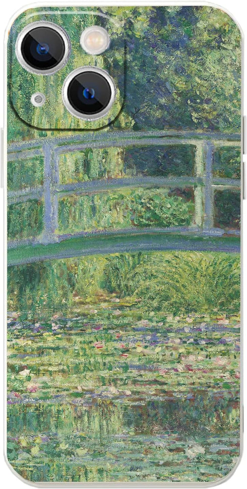 iPhone 14 Plus Protective Case, Water Lilies and Japanese Bridge by Monet Green Modern Fine Art Cover