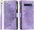 Asuwish Galaxy S10 Wallet Case with Mandala Flower, Tempered Glass, Wrist Strap, Zipper Card Holder, Purple.