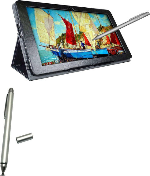 BoxWave Stylus Pen - DualTip Capacitive Stylus for Simbans PicassoTab 10 - Fiber Tip Disc Tip - Metallic Silver
