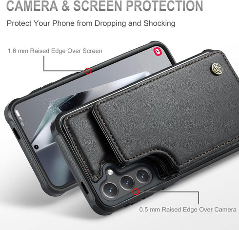 Samsung Galaxy S24 Plus Case with Card Holder, Wallet Case for Women Men with RFID Blocking, Durable Kickstand