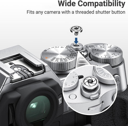 JJC Camera Soft Release Button for Fuji Fujifilm X-T5 X-T4 X-T30 II X-PRO3, Silver Aperture Pattern