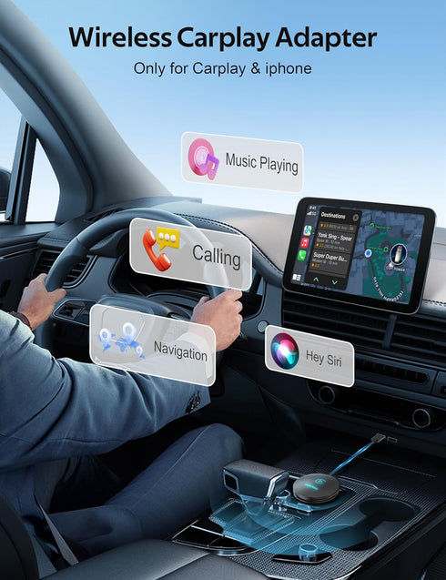 Wireless CarPlay Adapter, Convert Wired to Wireless Dongle, Plug & Play for Factory OEM Wired CarPlay, Fit for iPhone
