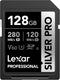 Lexar 128GB Professional SILVER PRO SDXC Memory Card, UHS-II, C10, U3, V60, Up to 280MB/s Read for Video