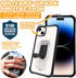 Scooch Wingman Case for iPhone 15 Plus with Stand, Military Grade Drop Protection, Pop-Out Kickstand - Tuxedo Clear