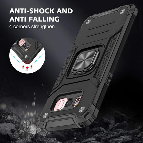 YmhxcY Galaxy S8 Armor Grade Case, Non-Slip Hybrid Rugged Phone Case with Rotating Holder Kickstand - KK Black