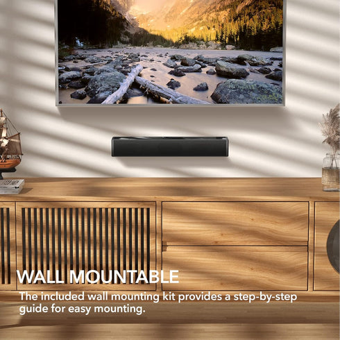 Small Sound Bar for TV, PC, Gaming | Mini TV Speaker Soundbar with Bluetooth/HDMI ARC/Optical/AUX/USB Connections