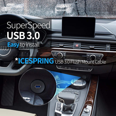ICESPRING 3.0 3.0 -(3 1 USB Male to USB Female AUX Flush Mount Car Mount Extension Cable for Car Truck Boat Motorcycle