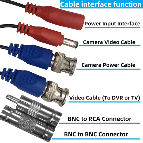 2 Pack 100ft (30M) 4K 4 100 Ultra HD BNC Video Cable Wire, Security Camera Extension Cable, All-in-One Siamese CCTV
