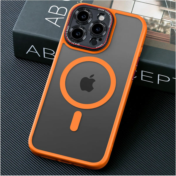 JUESHITUO iPhone 15 Pro Case, Orange, 6.1", Mil-Grade Shockproof, Translucent Matte, MagSafe & Camera Lens Protection.
