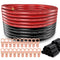 4 Gauge Wire (25ft Each - Black/Red) with 20pcs Lugs Terminal Connectors & 3:1 Heat Shrink Tube for Power/Auto