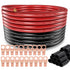 4 Gauge Wire (25ft Each - Black/Red) with 20pcs Lugs Terminal Connectors & 3:1 Heat Shrink Tube for Power/Auto