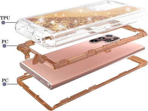 Asuwish Bling Liquid Glitter Clear Hybrid Military Grade Protective Cell Cover for Samsung Galaxy S23 Plus 6.6 inch