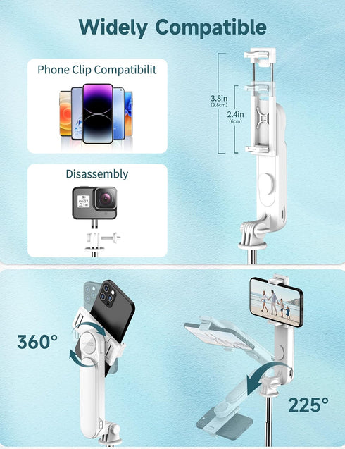 SelfieShow 44 Inch 360 15/14/13/12/11 Stable Selfie Stick Tripod with Fill Light, Extendable Selfie Stick with Wireless