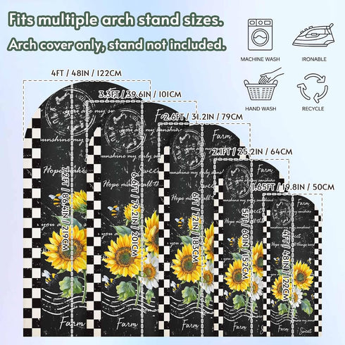 Jnbasdffb 6.6 Yellow White Sunflower Wedding Arch Cover, Stretchy Spandex Arch Backdrop Stand Covers FT, Leaves Oil