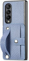 Asuwish Phone Case for Samsung Galaxy Z Fold 4 5G 2022 with Wrist Strap, Credit Card Holder Slot, Stand Kickstand