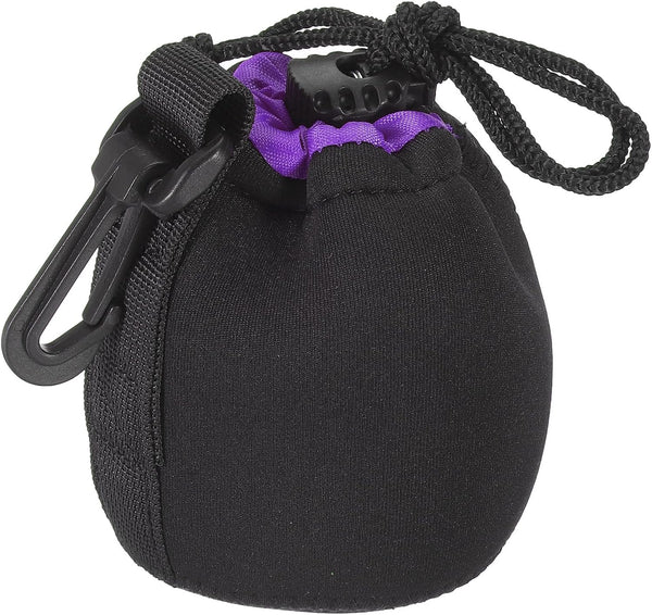 PATIKIL Camera Lens Bag, 2.8" ID x 3.9" H, Drawstring Pouch, Thick Neoprene, Black, Purple, for DSLR Lens