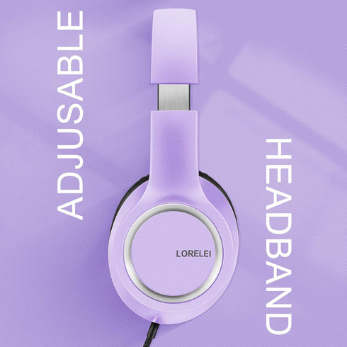 LORELEI X8 Over-Ear Wired Headphones with Microphone, 1.45m Tangle-Free Nylon Line & 3.5mm Plug, Lightweight Foldable