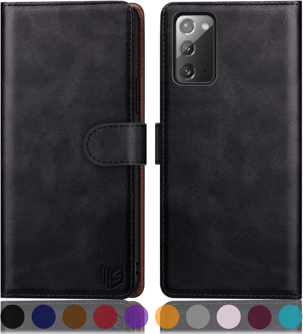 SUANPOT for Samsung Galaxy Note 20 5G - RFID Blocking Leather Wallet Case, Credit Card Holder, Shockproof Cover for