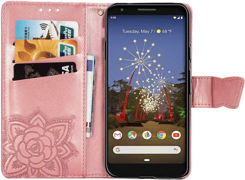 Wallet Flip Case for Xiaomi Redmi 9A, PU Leather, Diamond Butterfly 5, Magnetic Card Slots, Cash Wallet/Purse, Wrist