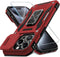 DEERLAMN Military Grade Shockproof Case for iPhone 15 Pro Max, with Slide Camera Cover + Screen Protector (1 Pack), Red