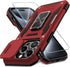 DEERLAMN Military Grade Shockproof Case for iPhone 15 Pro Max, with Slide Camera Cover + Screen Protector (1 Pack), Red