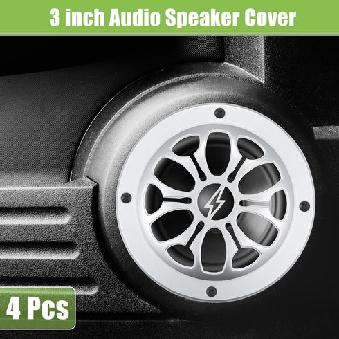 ACROPIX 3" Car Speaker Grills Cover Round 3 Inch Audio Speaker Subwoofer Guard Protector Case with Mounting Screws ABS Silver Tone - Pack of 4