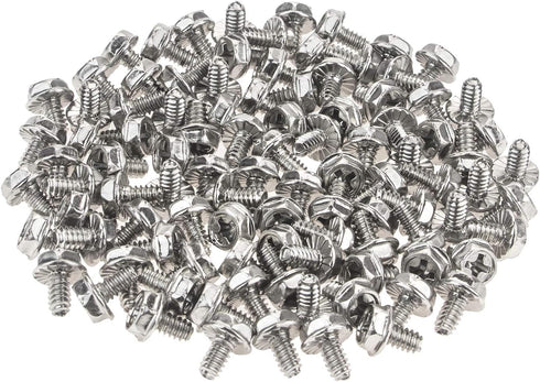 Toothed Hex 6/32 Screw 6# -32 Computer PC Case Mounting Screws, 100 PCS for Hard Drive and Motherboard