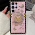 Galaxy S24 Ultra Kickstand Case, Cute Luxury Glitter Bling Butterfly with Ring Stand, Shockproof, Pink