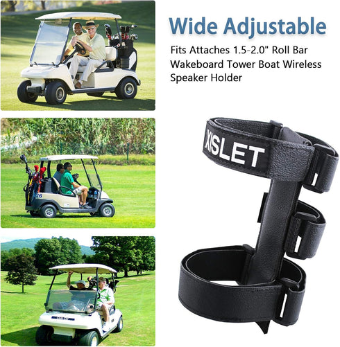 Xislet Portable Speaker Mount for Golf Cart Accessories, Club Cart/EZGO/Bike/Moto/ATV, Fits JBL FLIP Waterproof Series
