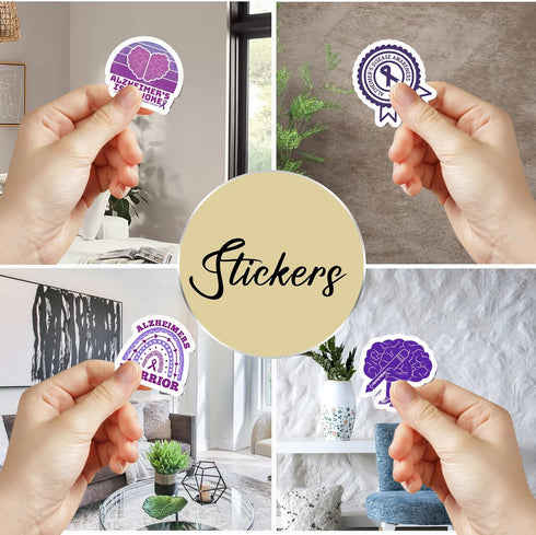 50 PCS Inspirational Alzheimers Stickers, Waterproof Vinyl Decals for Bicycle, Laptop, Bumper, Truck, Water Bottle