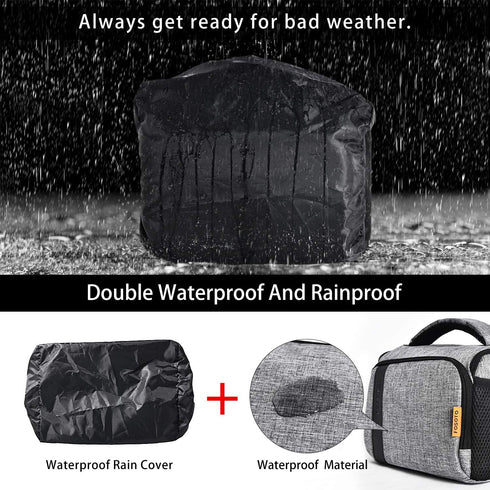 FOSOTO Stylish Compact SLR/DSLR Camera Bag Case, Waterproof, Compatible with Nikon P900, Canon EOS, Sony A73, Gray