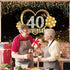 Happy 40th Anniversary Banner Backdrop Decorations, Large Black Gold Wedding Sign Decor for Party Supplies
