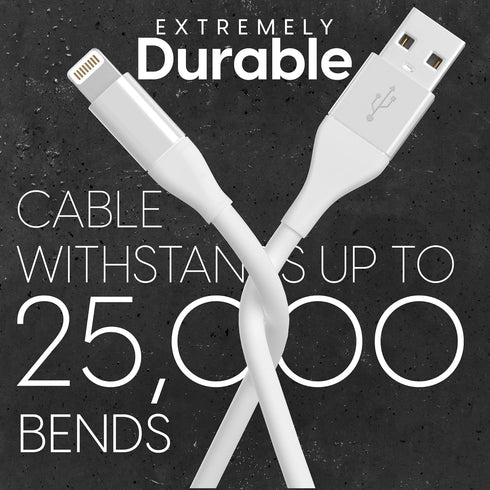 TALK WORKS 6' Lightning Cable Chargers, MFI Certified, for iPhone 14/13/12 (Pack of 2, White) - Fast Charging Cords.