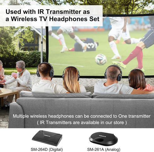 SIMOLIO IR Headphones for Car DVD System, Universal 2 Channel Wireless Infrared Car Headphone, Folding & Carry Pouch (2