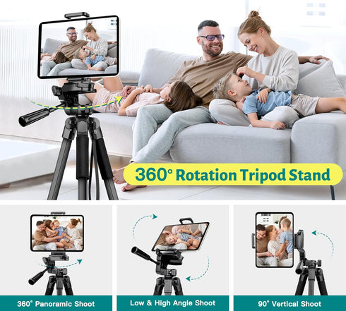 JOILCAN 67" Phone Tripod, Camera Tripod Stand for iPhone iPad, Professional Aluminum Travel Tripods with Wireless