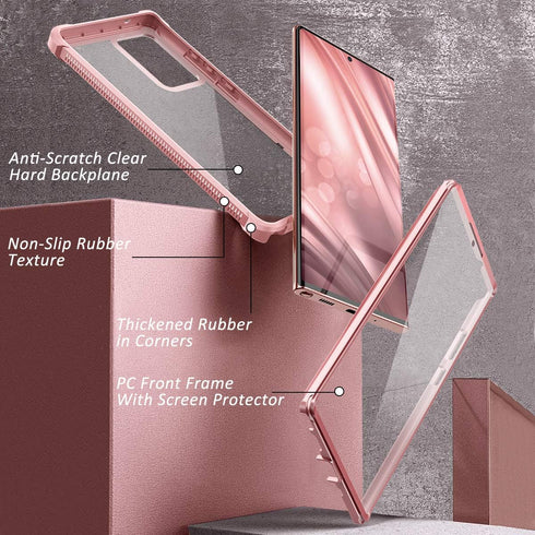 Dexnor for Galaxy Note 20 Ultra Case with Screen Protector, Clear Electroplated Metal 360 Full Body Rugged