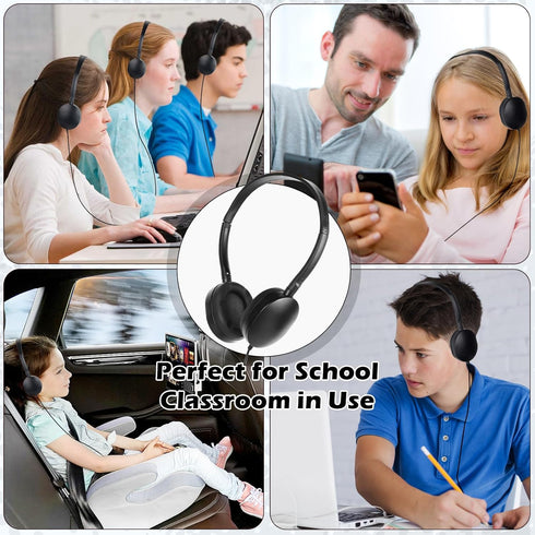 Kids Headphone Bulk 24 Pack for Classroom, Wholesale Earphones Class Set for Students Teens Children - Black