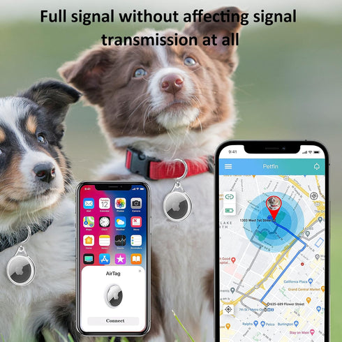 Waterproof Airtag Holder Case, Soft TPU Full Protective Anti-Scratch AirTag Keychain for Luggage, Keys, Cat & Dog