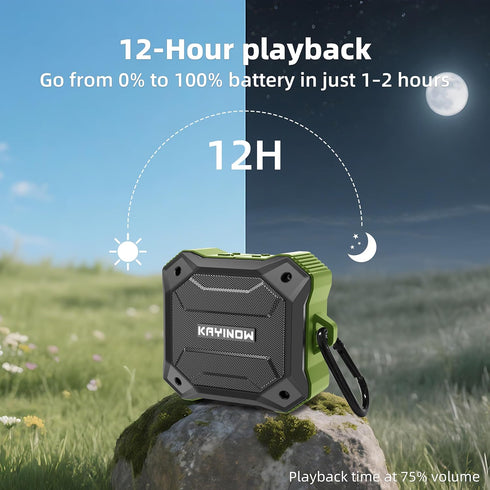 Portable Bluetooth Speaker with IPX7 Waterproofing, Shockproofing, TWS Stereo Pairing, 12H Playtime for Outdoor