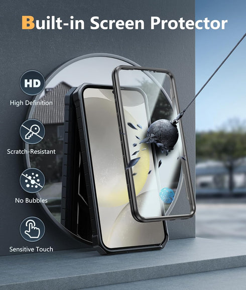 FNTCASE Galaxy S24 Plus Case: Rugged Military Grade, Shockproof, Drop Proof, with Kickstand & Built-in Screen Protector