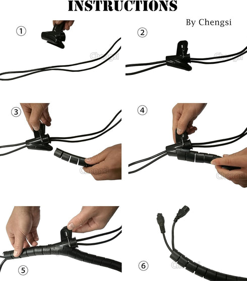 Cable Sleeve Organizer 19.7ft Coiled Tube Sleeve for Cord Wire Management at Home Office PC TV, Black