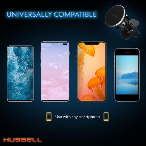 HUSSELL Magnetic Phone Car Mount, 360° Adjustable Air Vent Phone Holder - Compatible with Any Cell Phone