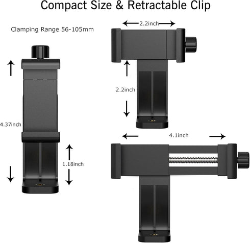 Ailun Tripod Phone Mount Holder - Standard Screw Adapter for Most Cellphones, Compatible with iPhone